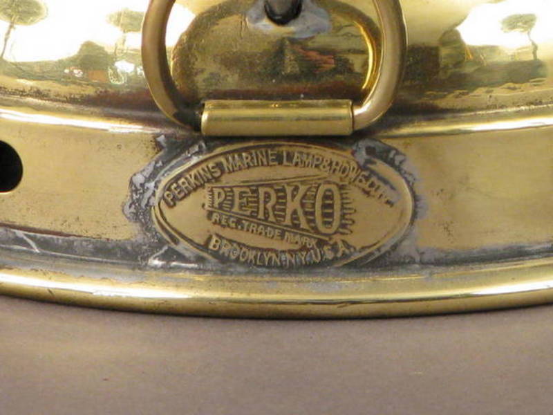 Perkins Brass Ship Lanterns with Red Glass