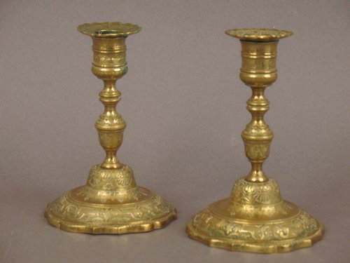 Pr. French Brass Candlesticks