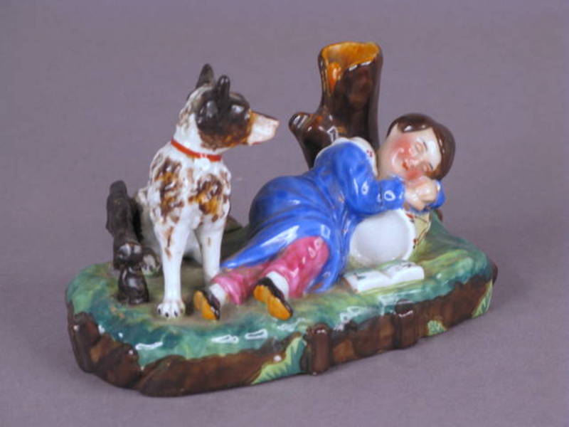 19thc. Story Figure Spill Vase