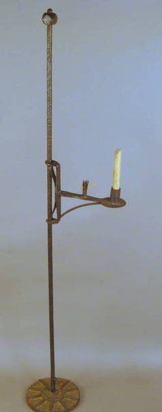 18thc. Iron Candle and Rushlight Lamp Stand