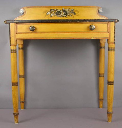 19thc. Maine Painted Dressing Table and Chair