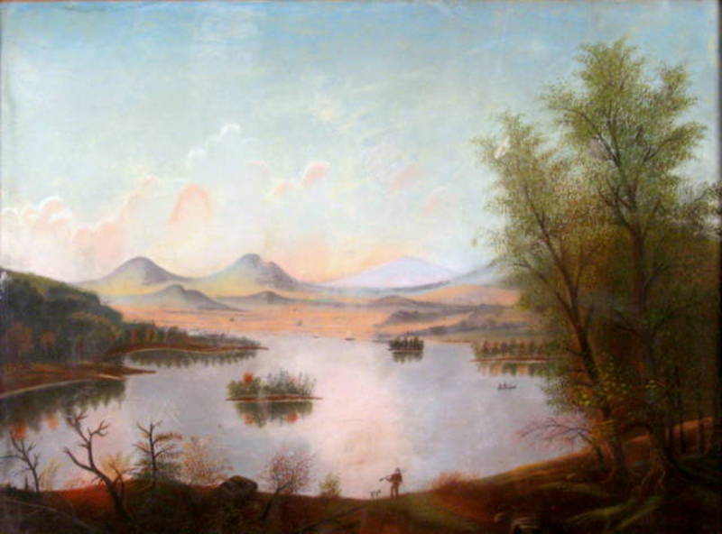 Lg. Pair 19thc. White Mountain Pastel Paintings