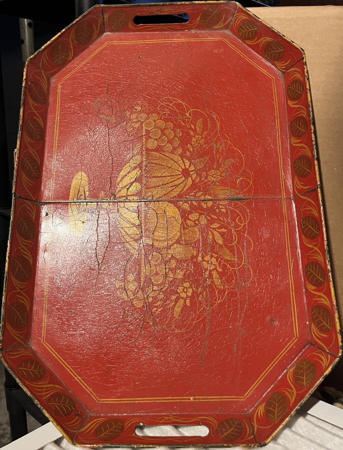 Red Tole Tray