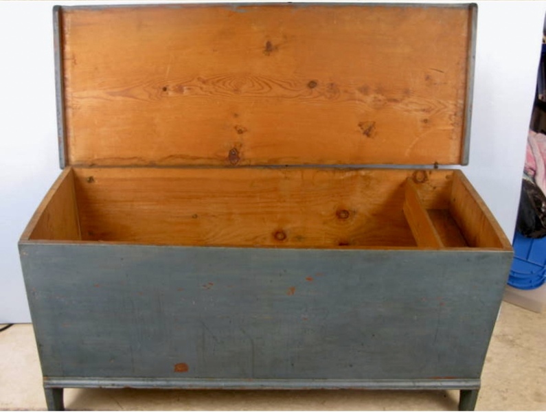 18thc. NY Original Blue Blanket Chest