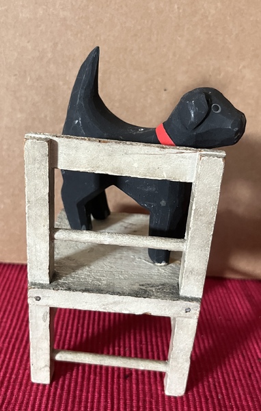 Carved Dog and Chair