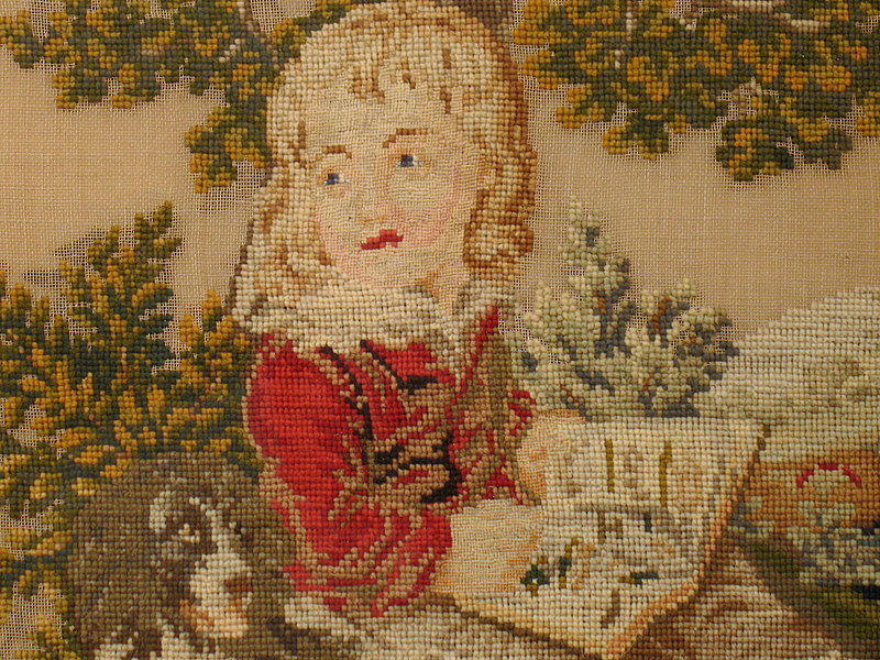 19thc. Needlepoint on Silk