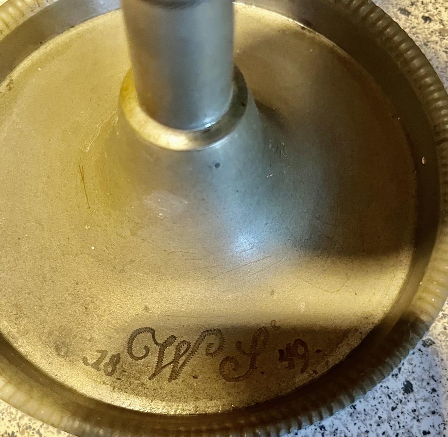 19thc. Whale Oil Pewter Lamp