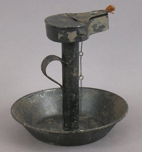 Early 19thc. Tin Oil Lighting w/Pan