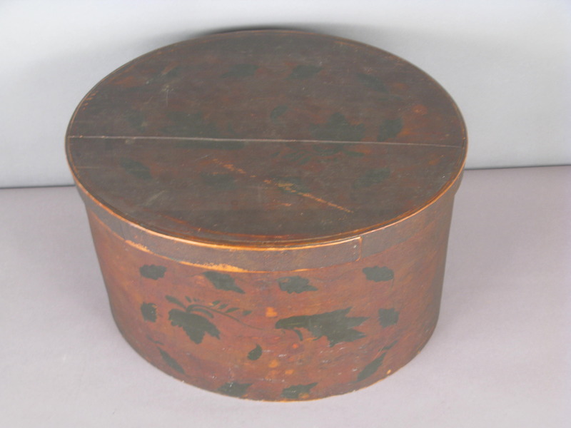 19thc. Wooden Painted Hat Box