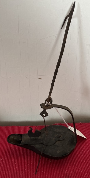 19thc. Betty Lamp with Rooster