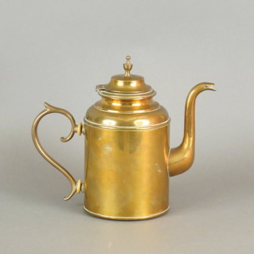 Early 19thc. Signed Brass Tea or Chocolate pot