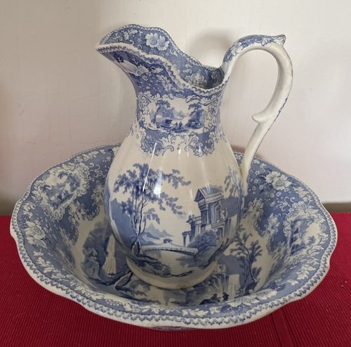 Historical Staffordshire Bowl and Pitcher