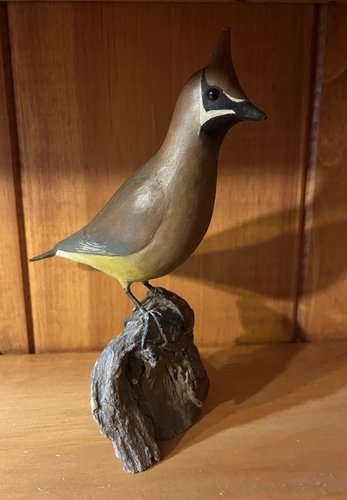 Waxwing Bird Carving