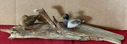 Mallards on Driftwood Signed