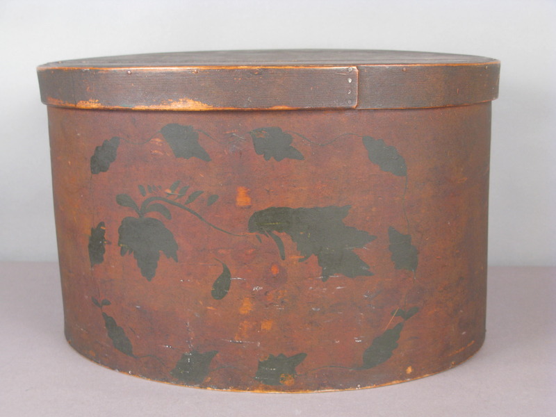 19thc. Wooden Painted Hat Box