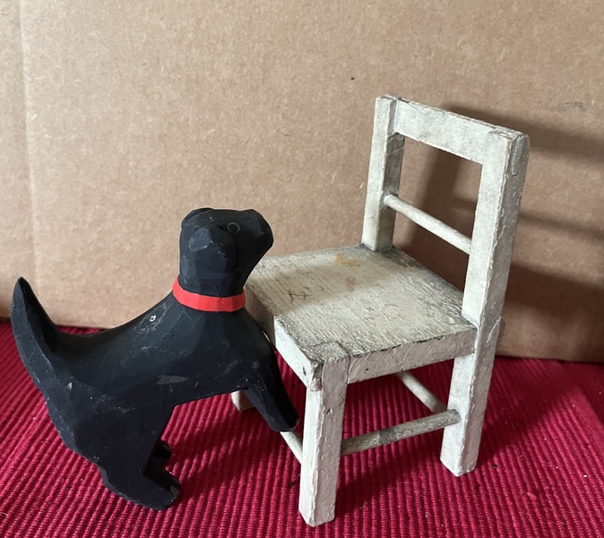 Carved Dog and Chair