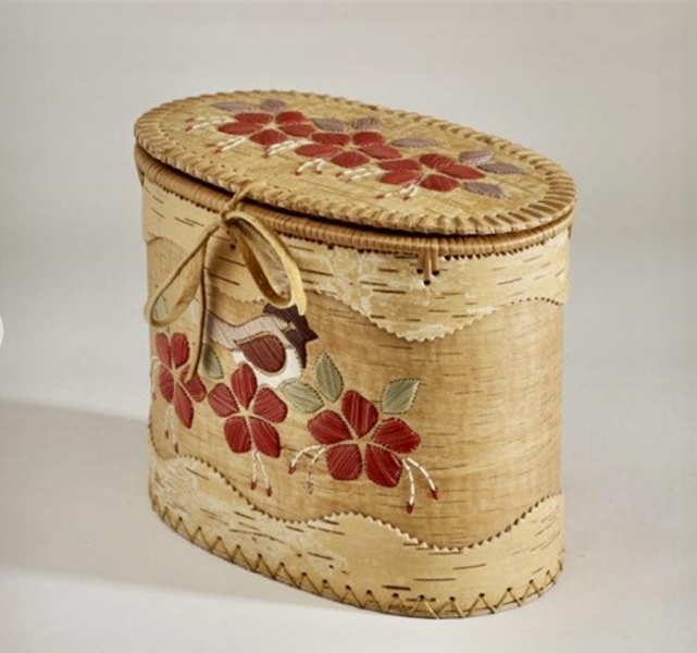 Native Am Birch Bark Quill Box
