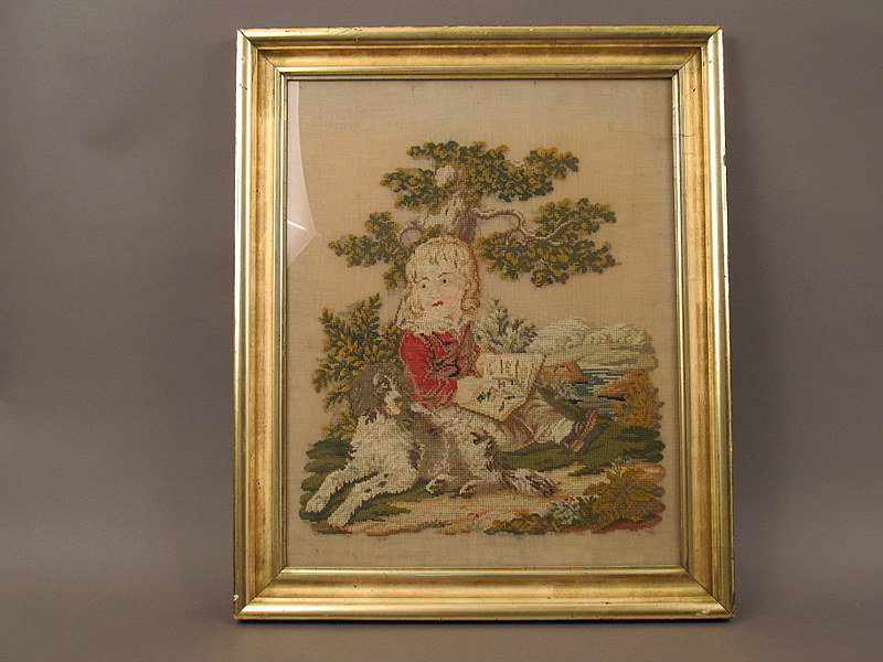 19thc. Needlepoint on Silk