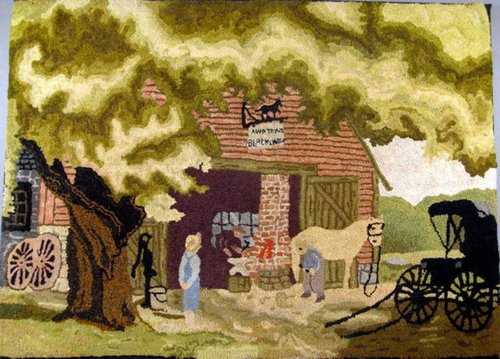 Hooked Pictorial Rug
