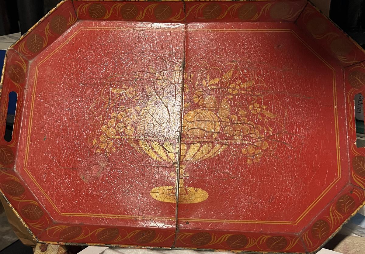 Red Tole Tray