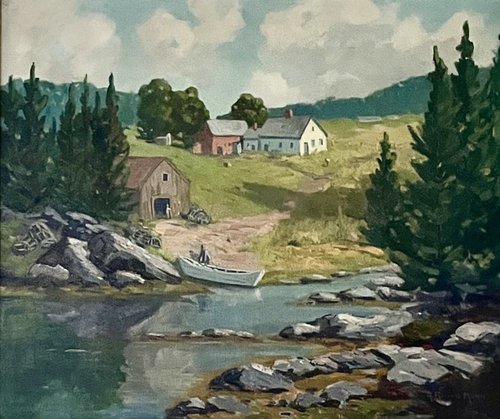 Oil Painting Maine Coastal Scene