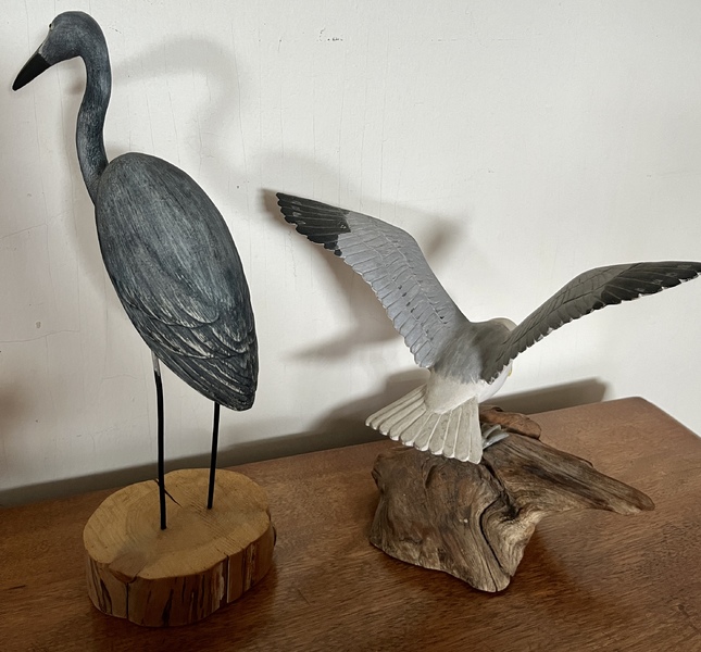 Blue Heron and Sea Gull