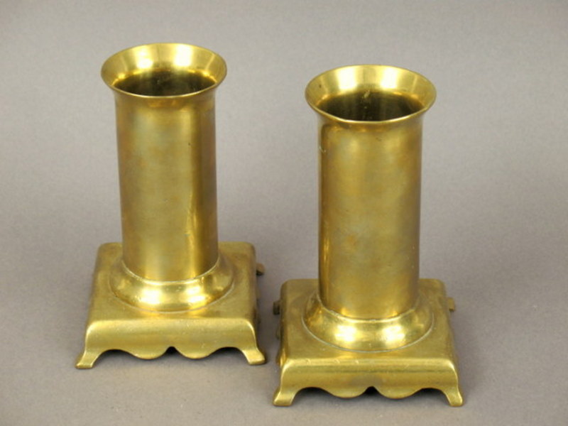 18thc. Pr. Brass Spill Vases