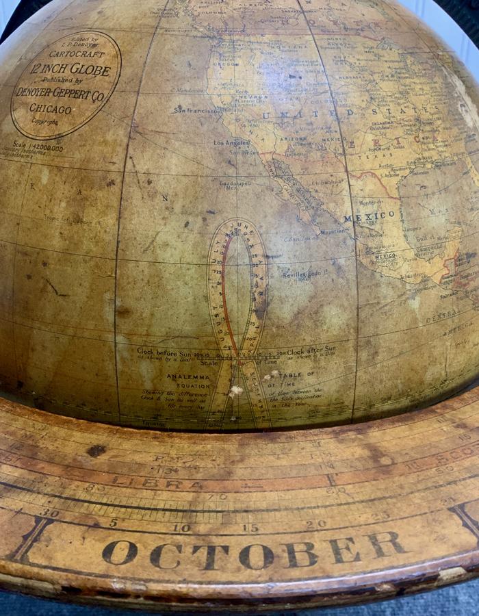 Denoyer-Geppert 12" Globe with Cast Iron Base