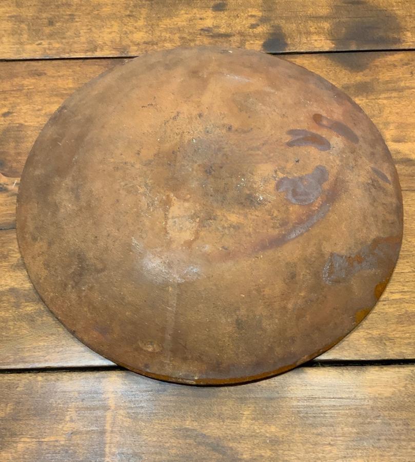19th C. Redware Plate with Dated Slip Decoration