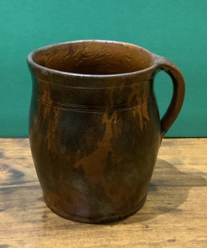 19th Century Glazed Redware Mug