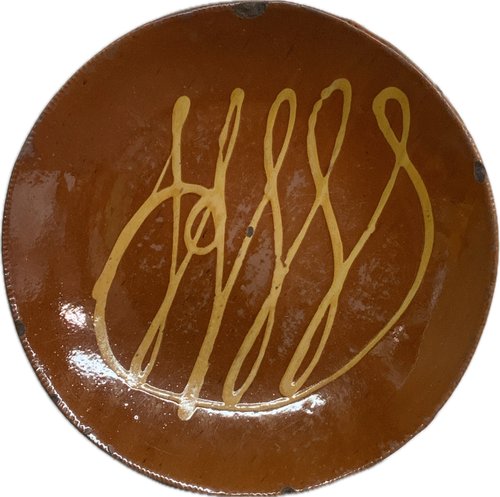Redware Charger with Unique Slip Decorated Design