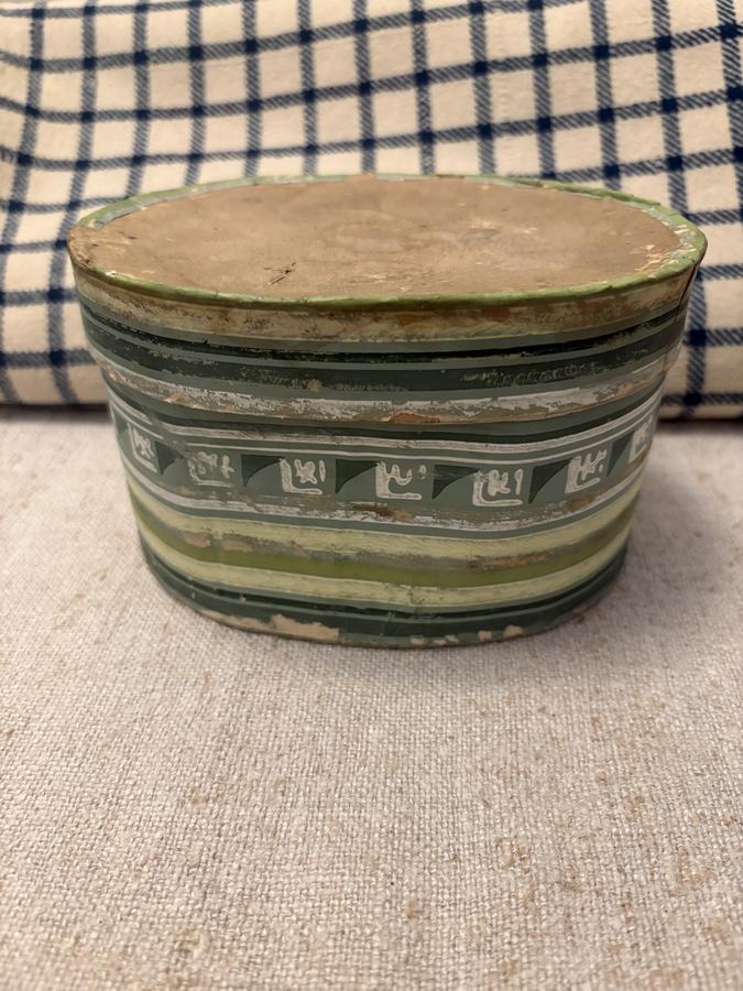 *19TH C WALLPAPER BOX GRECIAN KEY