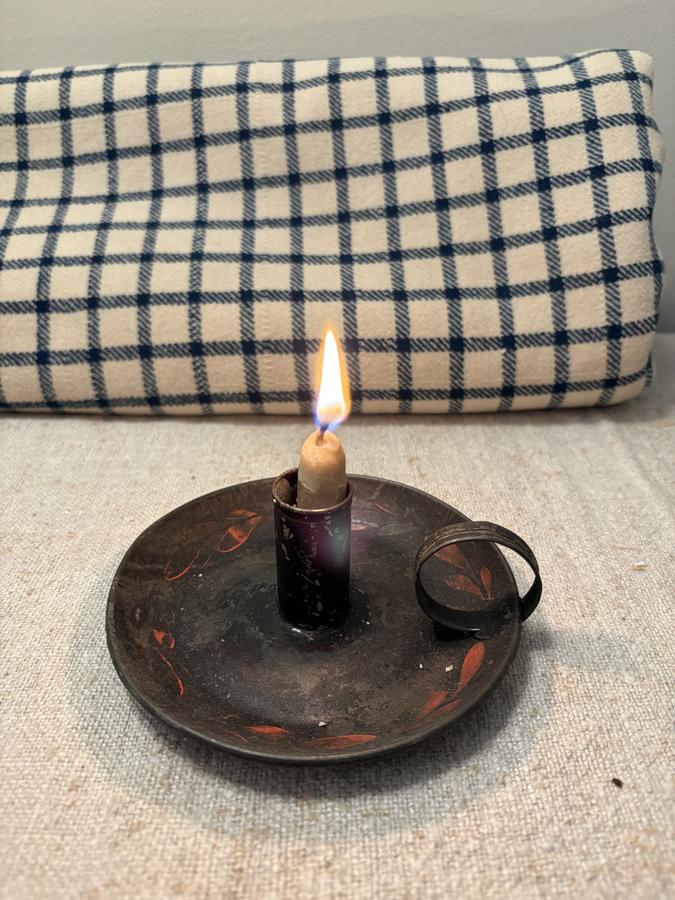 *C1830-60 ROUND TOLE PAINTED CANDLE HOLDER