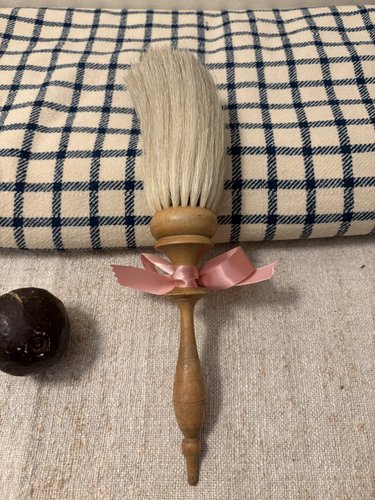 19TH C SHAKER BRUSH IN MUSTARD PAINT