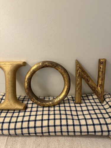 #19TH C WOODEN LETTERS WITH GOLD PAINT