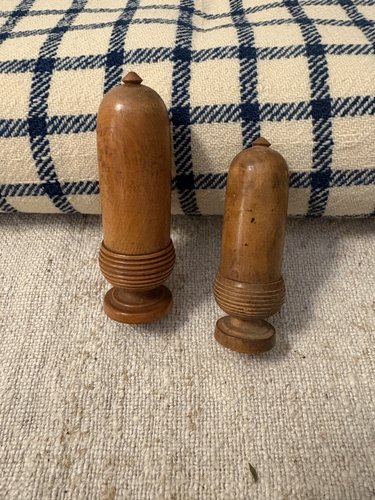 #19TH C PAIR OF TREEN NEEDLE HOLDERS