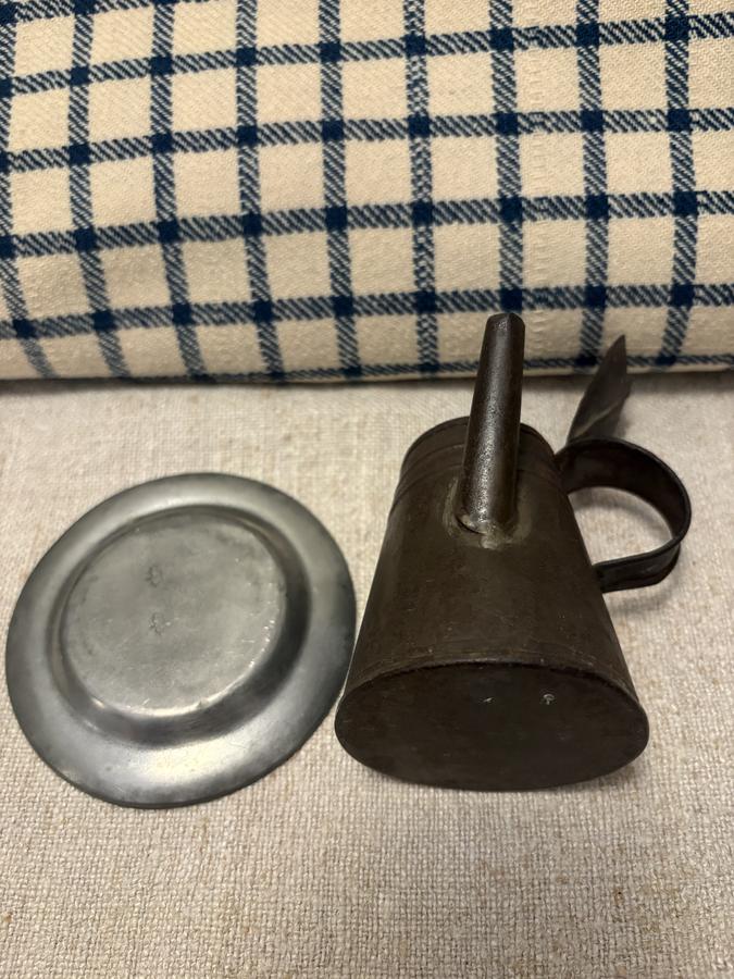 #C1850 MINIATURE CHILD PEWTER DISH AND TIN COFFEE
