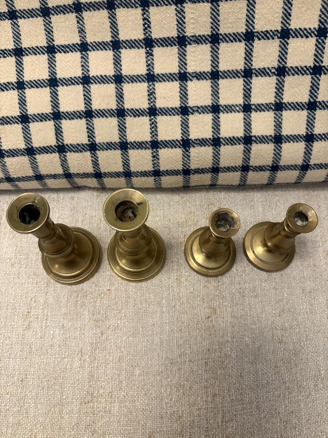 *C 1820 MINI BRASS CANDLESTICKS ~ 2 PAIRS