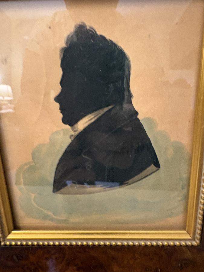 c 1840 WATERCOLORED SILHOUETTE