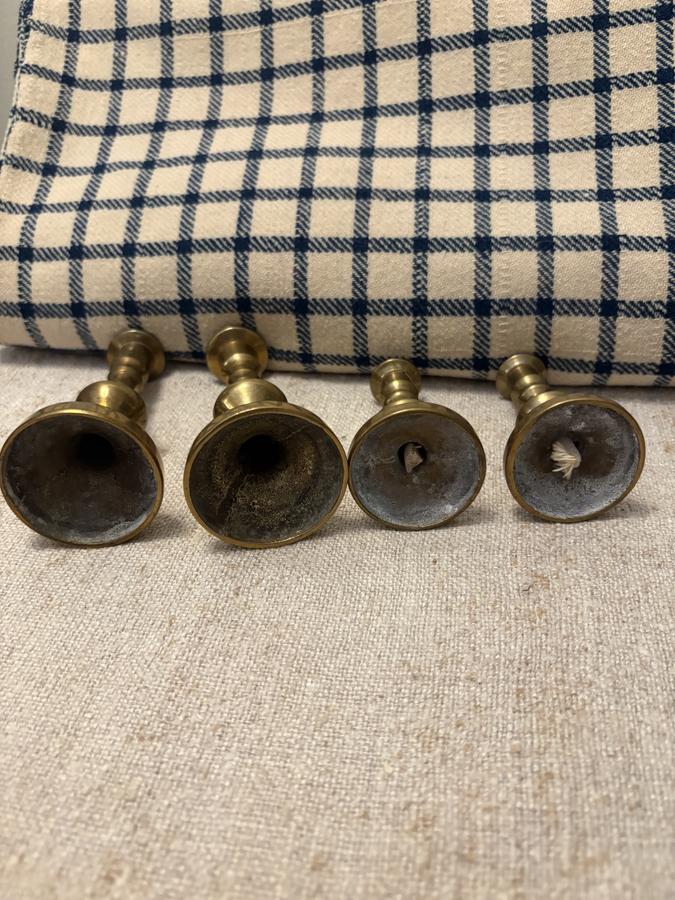 *C 1820 MINI BRASS CANDLESTICKS ~ 2 PAIRS