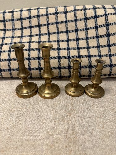 *C 1820 MINI BRASS CANDLESTICKS ~ 2 PAIRS