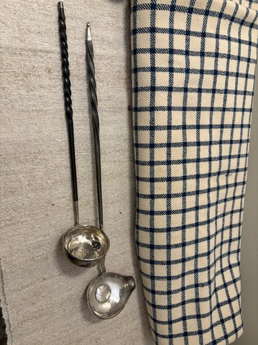 PAIR 18TH C COIN SILVER PUNCH/TODDY LADLES