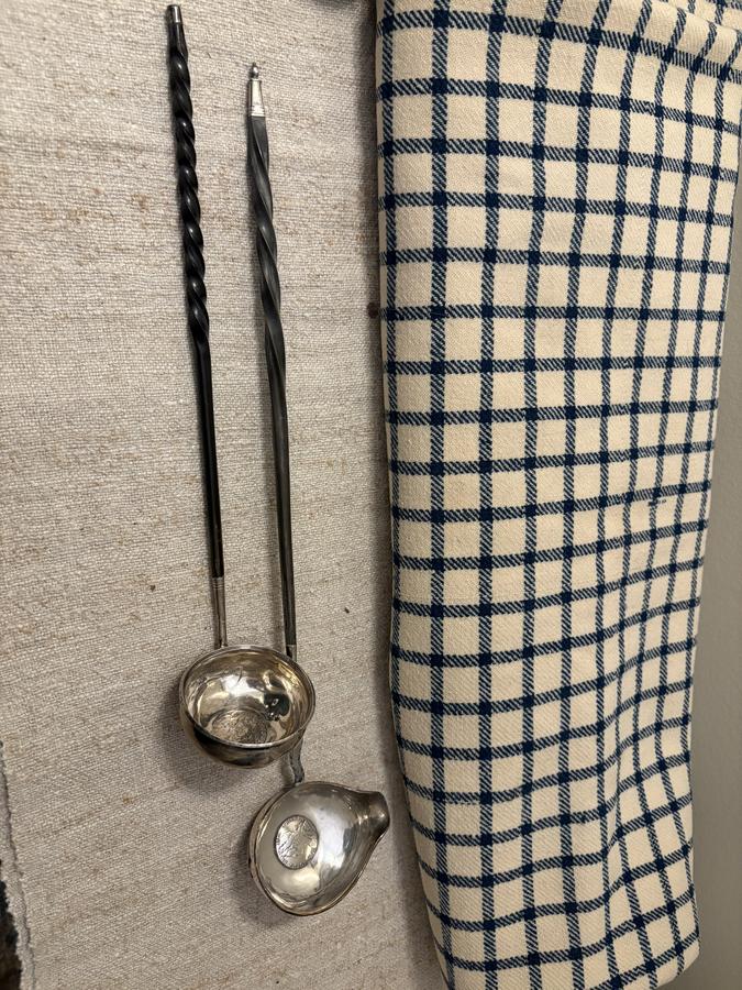 PAIR 18TH C COIN SILVER PUNCH/TODDY LADLES