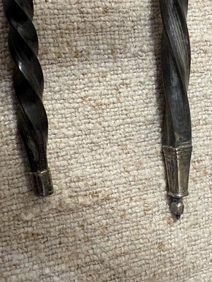 PAIR 18TH C COIN SILVER PUNCH/TODDY LADLES