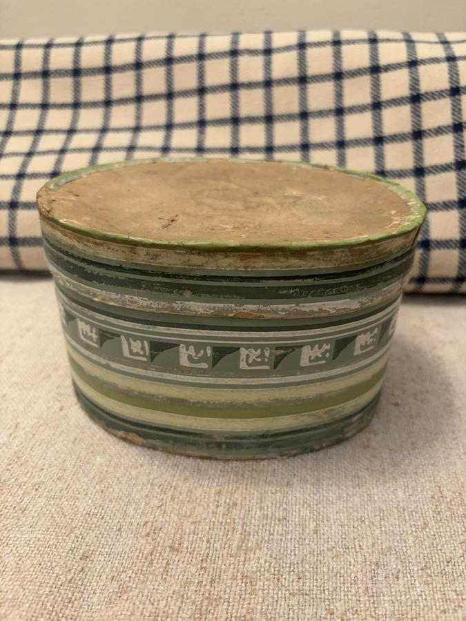 *19TH C WALLPAPER BOX GRECIAN KEY