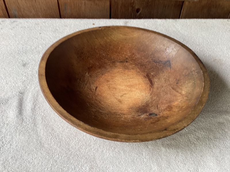 1800’s Turned Bowl Salmon Paint 13”