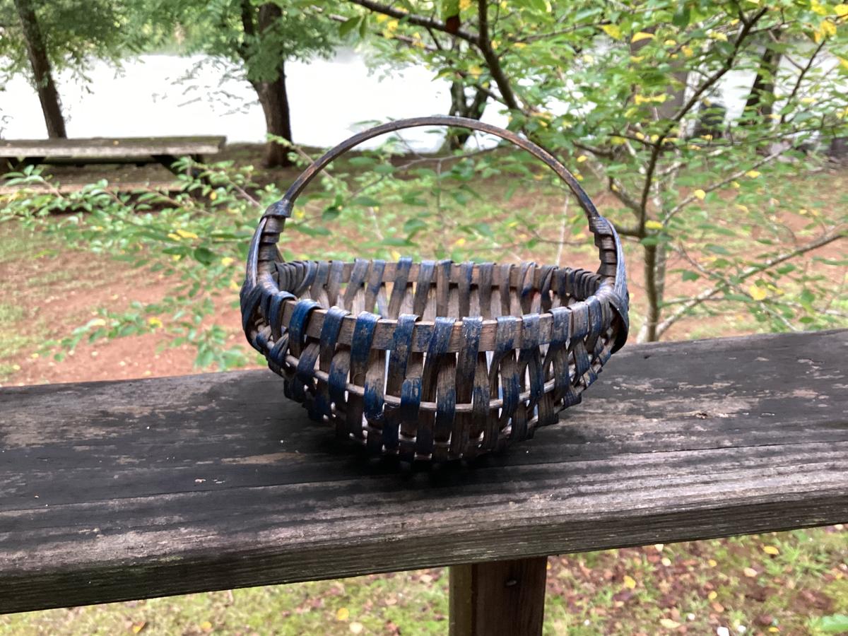 Early Small Buttocks Basket Blue Paint 6”