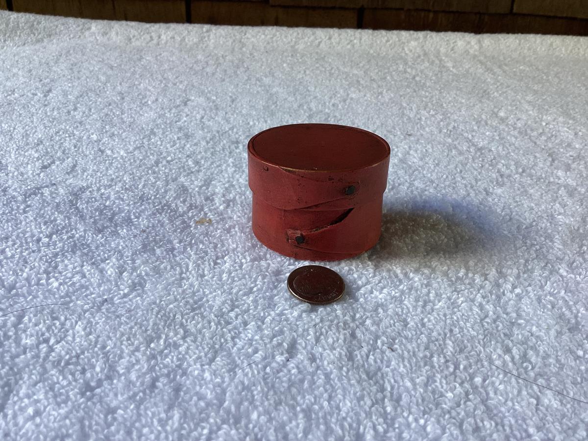 Rare Miniature Pantry Box 1 3/4” Red Paint