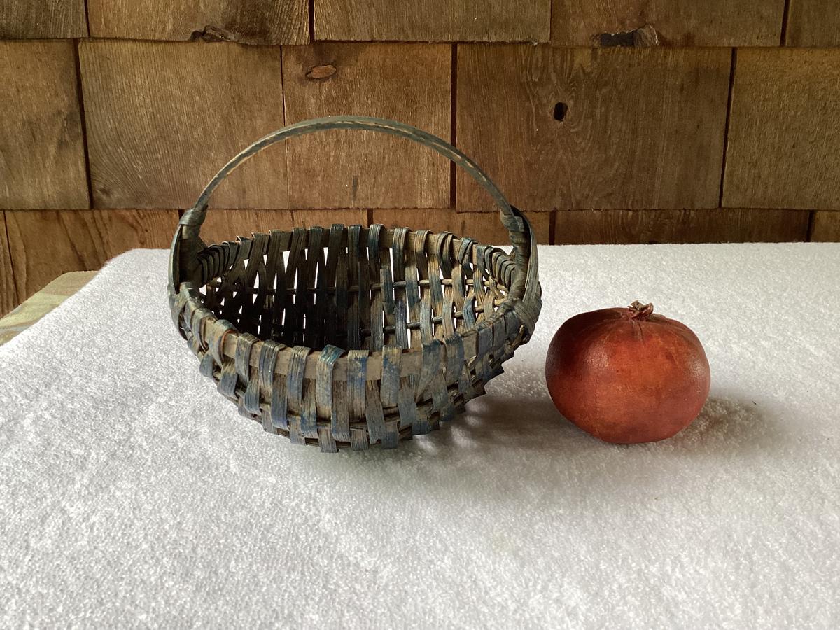 Early Small Buttocks Basket Blue Paint 6”