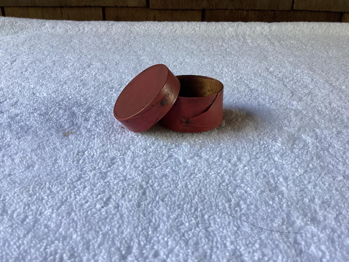 Rare Miniature Pantry Box 1 3/4” Red Paint